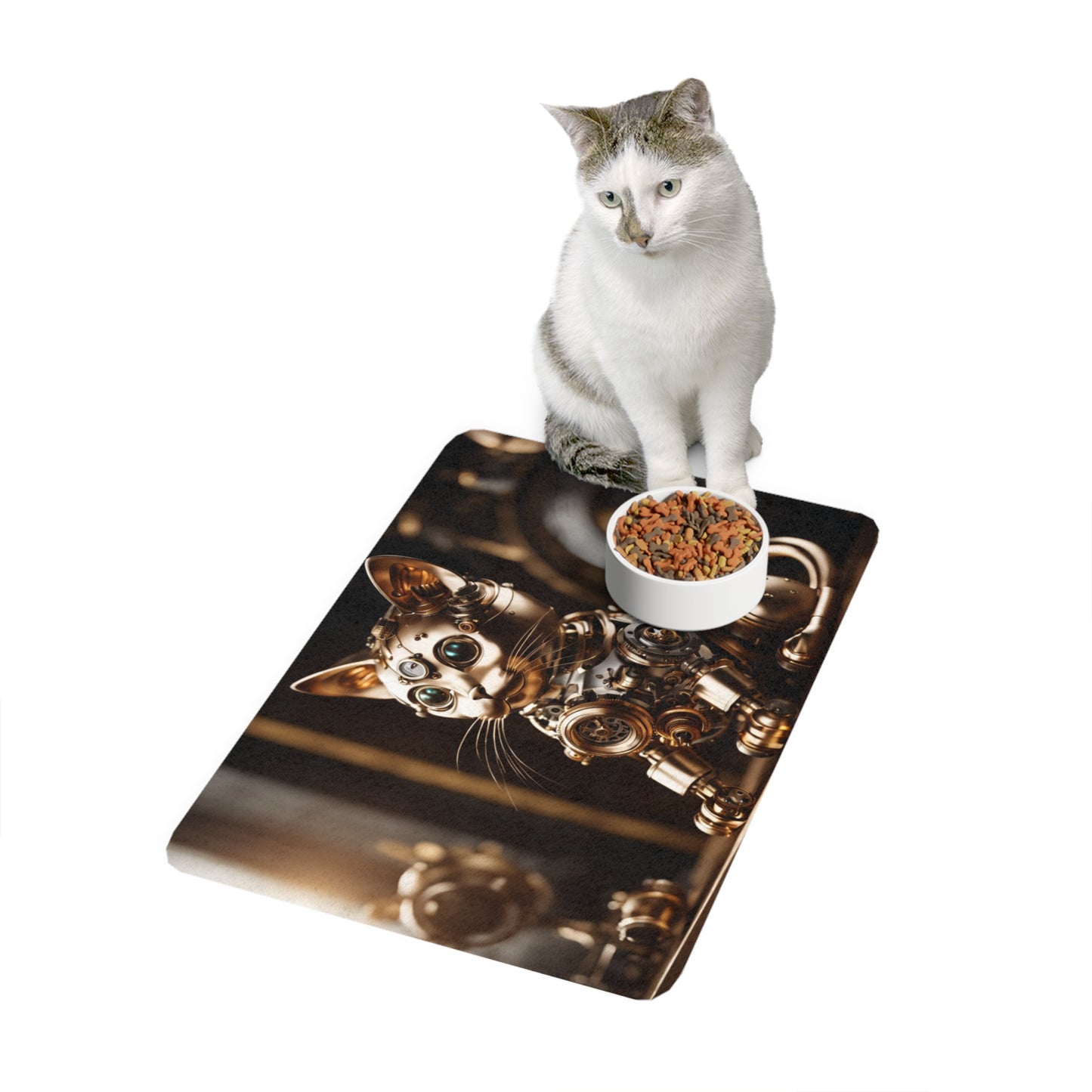 Steampunk AI Cat Food Mat (12x18)