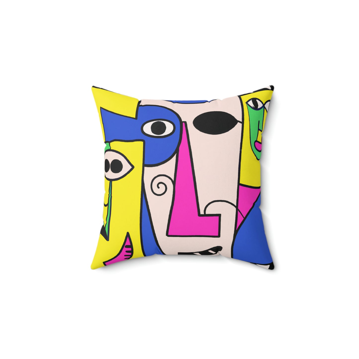 Picasso Style Decorative Polyester Square Pillow