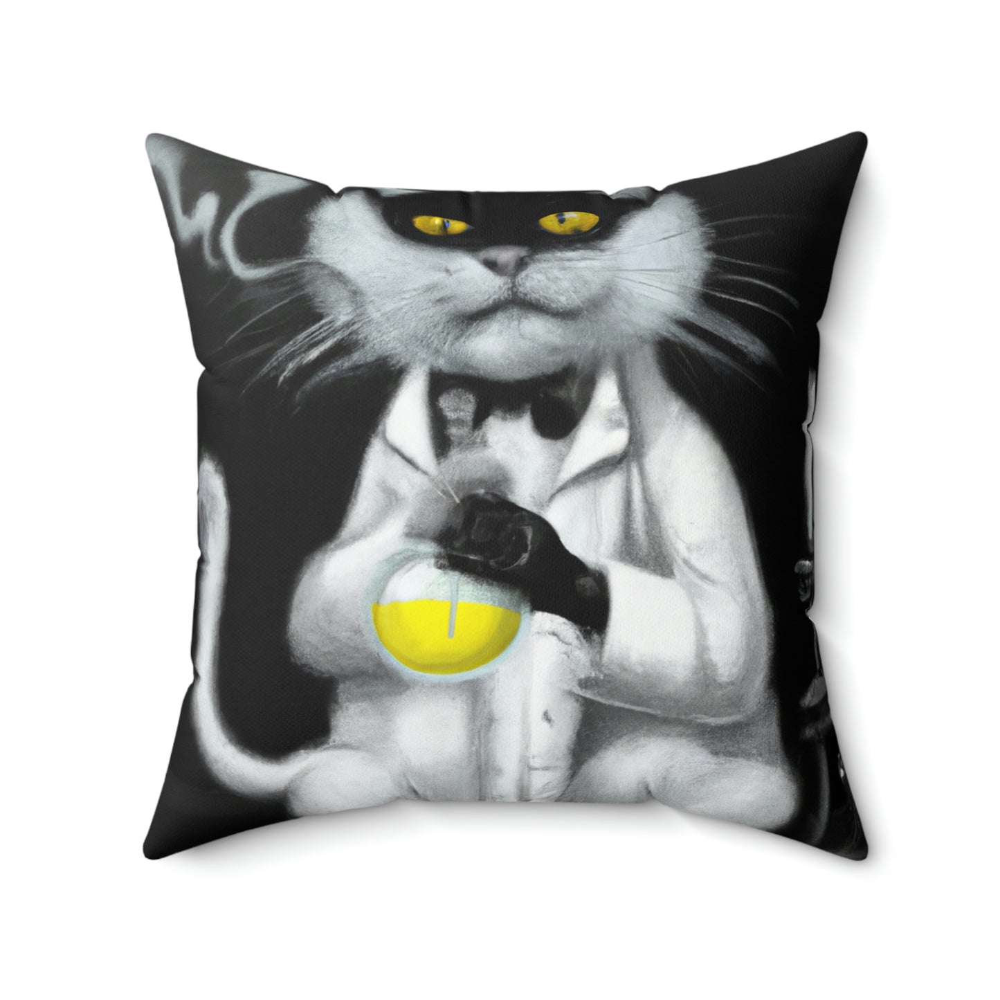 Mad Cat Decorative Polyester Square Pillow