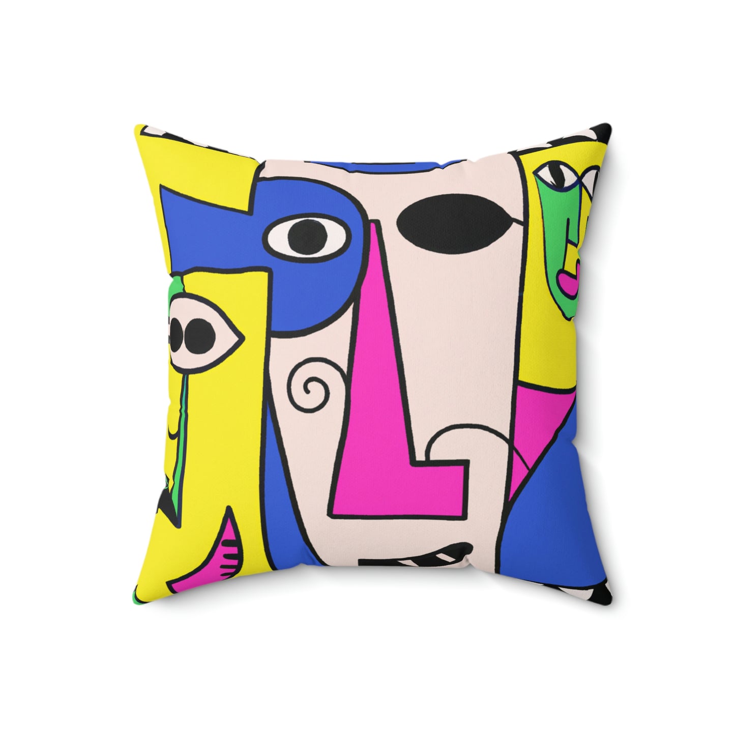 Picasso Style Decorative Polyester Square Pillow